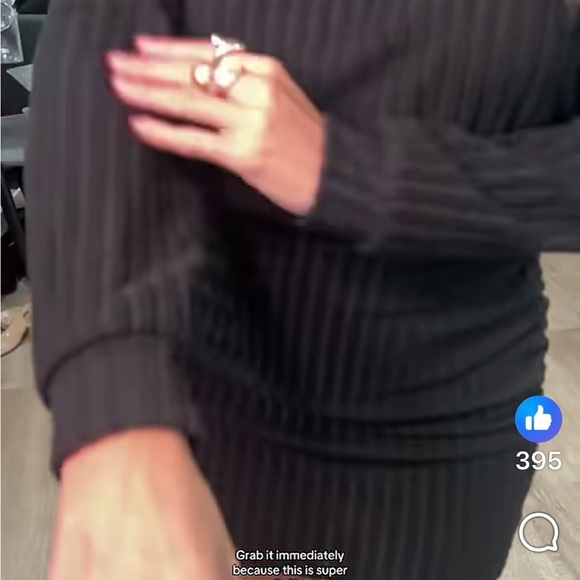 Black Ribbed Dress - Picture 4 of 8